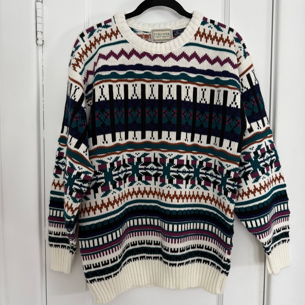 Forester Rugged Apparel Vintage Men's Multicolor Knit Pullover Sweater Sz L